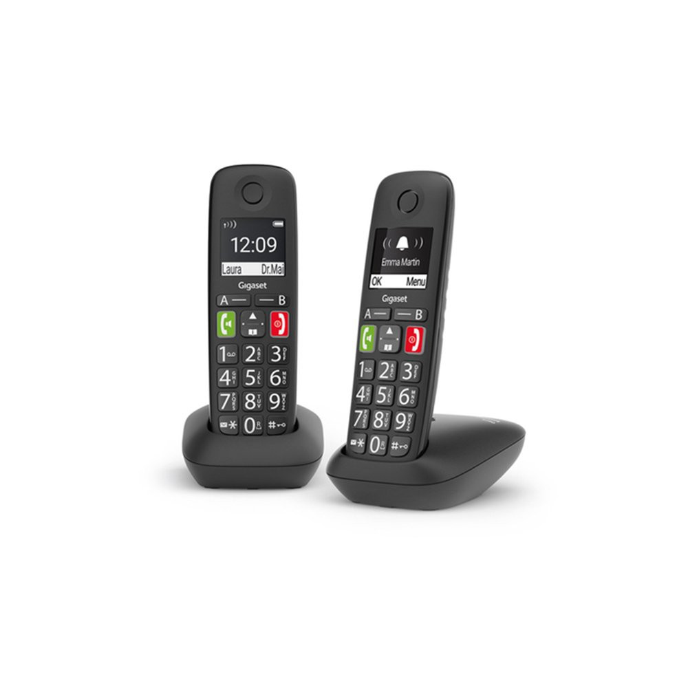 GIGASET E290 (NERO) - TELEFONO CORDLESS SENIOR DOPPIO - VIVAVOCE - TASTI GRANDI SIEE290DUOBK