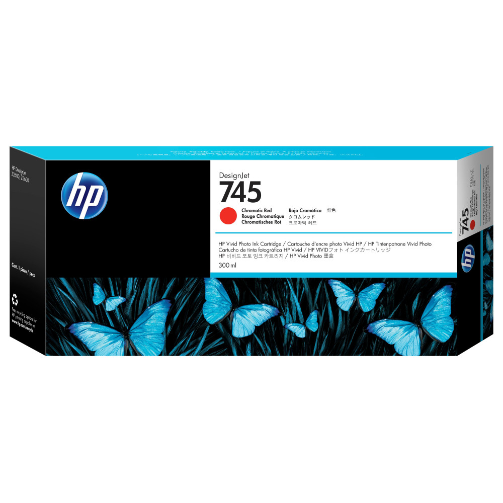 HP Cartuccia Inchiostro Rosso cromatico DesignJet 745, 300 ml