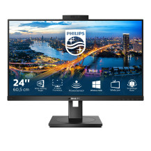 MONITOR PHILIPS LED 23.8"Wide 242B1H/00 IPS 1920x1080 250cd/mq 1000:1 2x2W MM Webcam MIc. Pivot RegH VGA DVI HDMI DP HUB USB 242