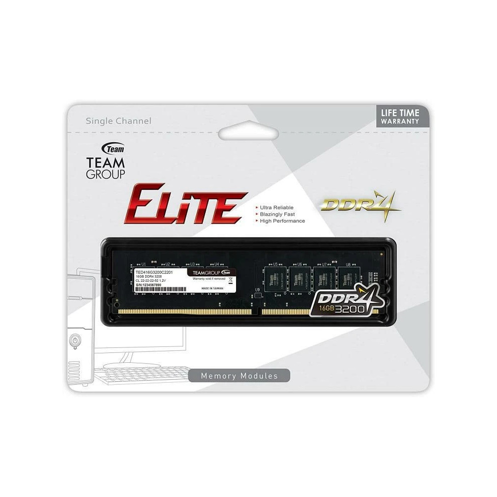 Memoria RAM DDR4 16GB DIMM Team Group 3200 Mhz PC4-25600 CL22 288 Pin