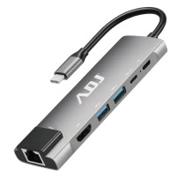 DOCKING TYPE C MULTIPORT 6IN1 USB3.0*2+HDMI*1+RJ45+USBC PD+DATA