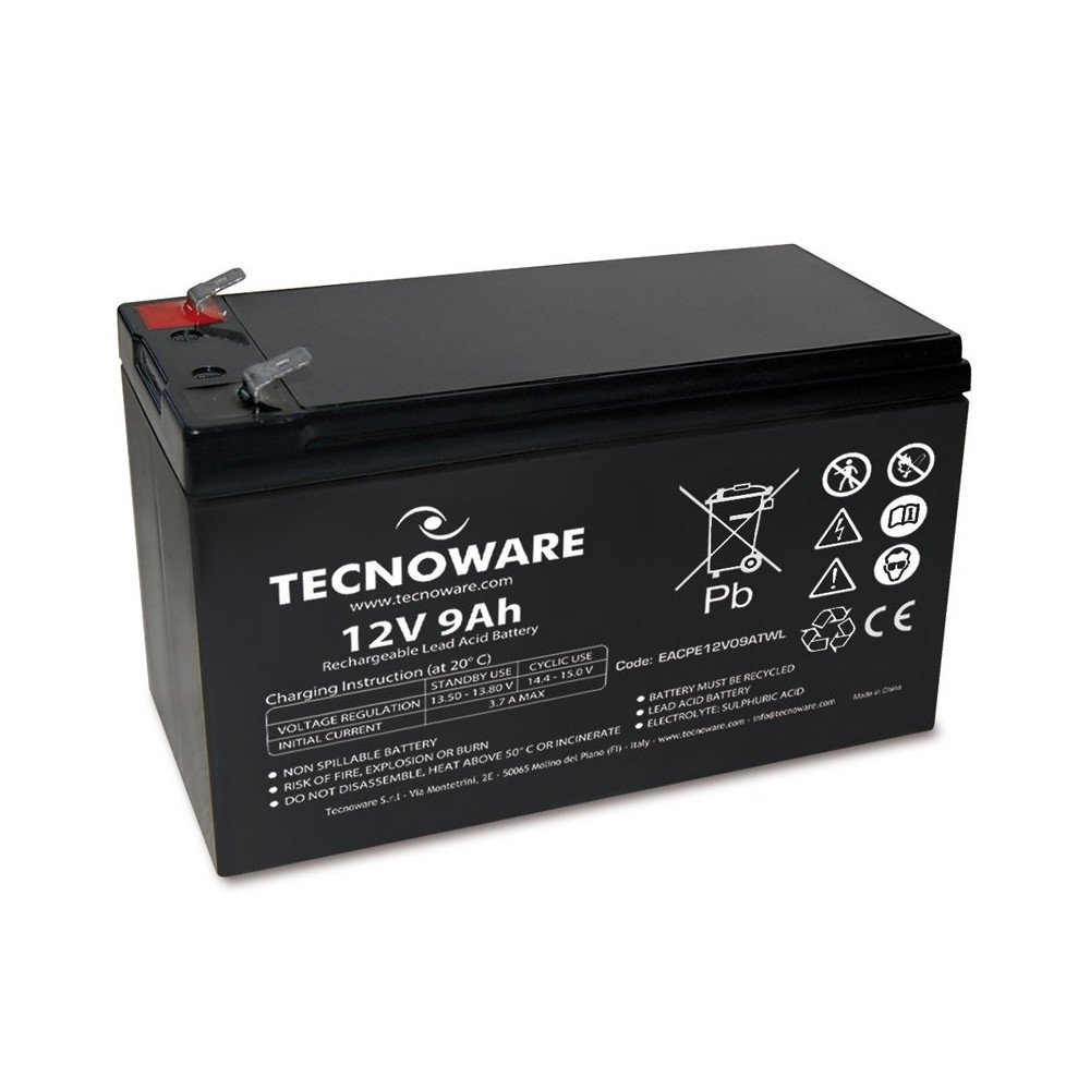 TECNOWARE POWER BATTERY 12V 9AH (EACPE12V09ATWL) - BATTERIA ERMETICA AL PIOMBO - LONG LIFE - GARANZIA 24 MESI TECEACPE12V09ATWL