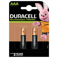 DURACELL RECHARGEABLE 750 mAh - BLISTER 2 BATTERIE MINISTILO AAA RICARICABILI DURHR03RIC