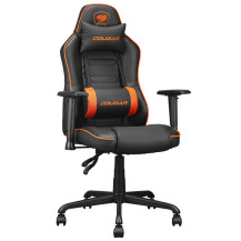 COUGAR FUSION S (BLACK/ORANGE) - SEDIA GAMING - RIVESTIMENTO SIMILPELLE - BRACCIOLI 2D COCGRFUSSL
