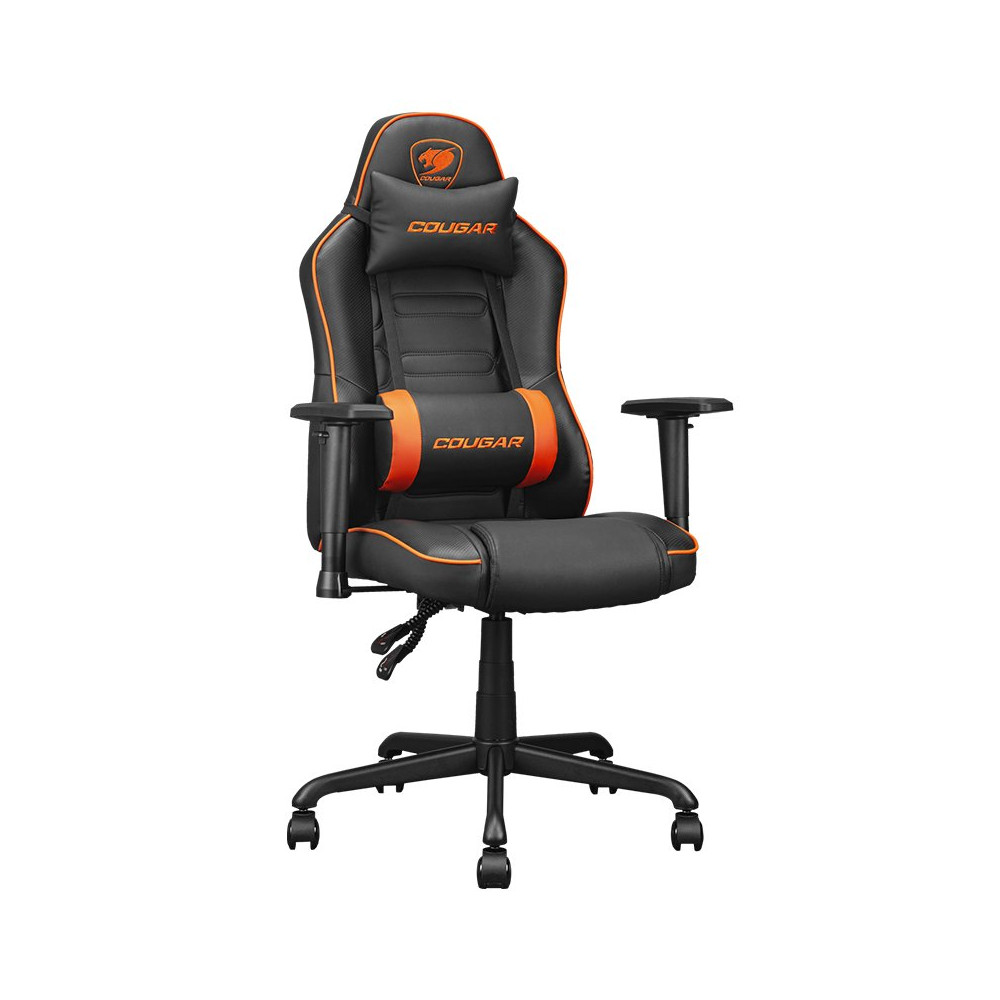 COUGAR FUSION S (BLACK/ORANGE) - SEDIA GAMING - RIVESTIMENTO SIMILPELLE - BRACCIOLI 2D COCGRFUSSL