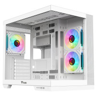 CASE ITEK TOWER "DARK CAVE DS" Gaming Tower 2*USB3,1*USB-C 3*12cm fan ARGB, Side & Front Panel Temp Glass, BIANCO-  ITGCADCDSW I