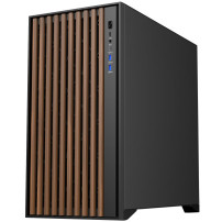 CASE ITEK TOWER "Case WOODY" Gaming Tower 2*USB3,1*USB-C 3*12cm fan ARGB,  Temp Glass Side Panel, NERO+Wood Front -  ITGCAWO28B 