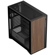 CASE ITEK TOWER "Case WOODY" Gaming Tower 2*USB3,1*USB-C 3*12cm fan ARGB,  Temp Glass Side Panel, NERO+Wood Front -  ITGCAWO28B 