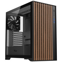 CASE ITEK TOWER "Case WOODY" Gaming Tower 2*USB3,1*USB-C 3*12cm fan ARGB,  Temp Glass Side Panel, NERO+Wood Front -  ITGCAWO28B 