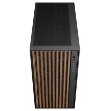 CASE ITEK TOWER "Case WOODY" Gaming Tower 2*USB3,1*USB-C 3*12cm fan ARGB,  Temp Glass Side Panel, NERO+Wood Front -  ITGCAWO28B 