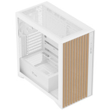 CASE ITEK TOWER "Case WOODY" Gaming Tower 2*USB3,1*USB-C 3*12cm fan ARGB,  Temp Glass Sidel, BIANCO+Wood Front -  ITGCAWO28W ITG