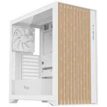 CASE ITEK TOWER "Case WOODY" Gaming Tower 2*USB3,1*USB-C 3*12cm fan ARGB,  Temp Glass Sidel, BIANCO+Wood Front -  ITGCAWO28W ITG