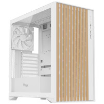 CASE ITEK TOWER "Case WOODY" Gaming Tower 2*USB3,1*USB-C 3*12cm fan ARGB,  Temp Glass Sidel, BIANCO+Wood Front -  ITGCAWO28W ITG
