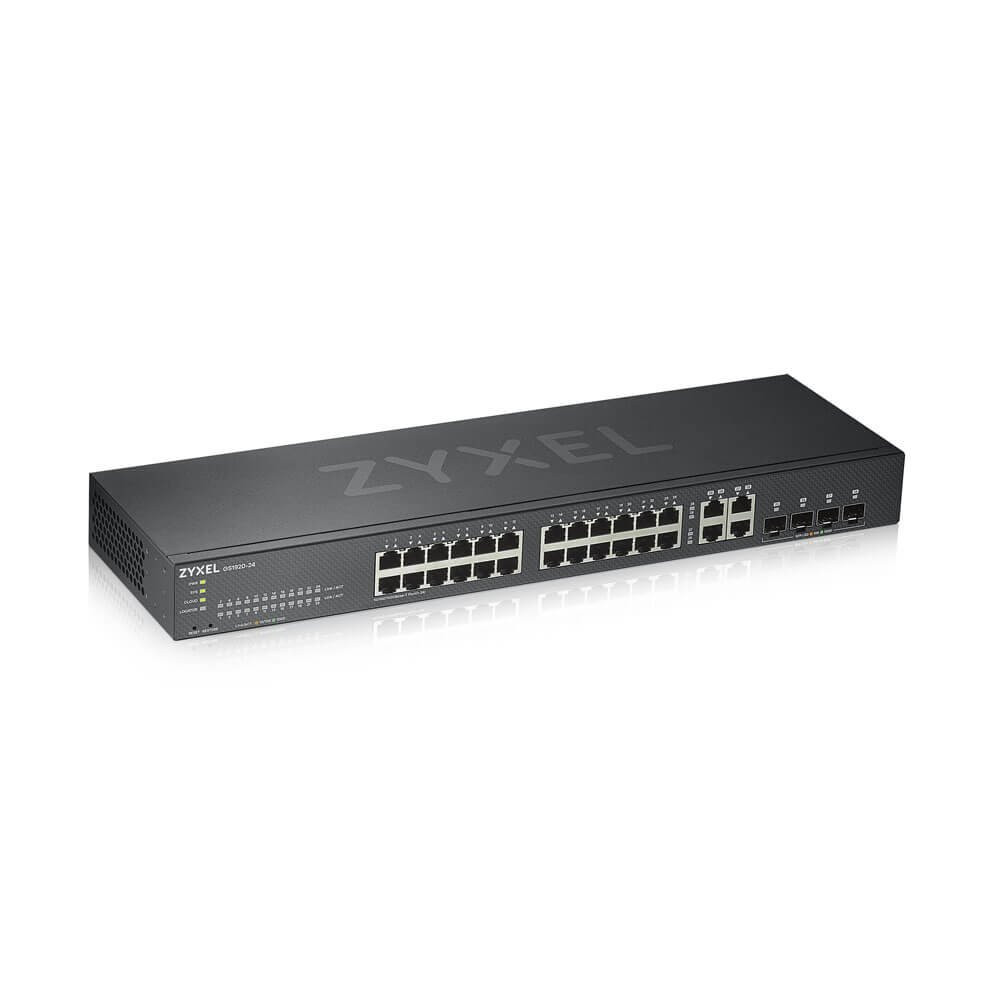 SWITCH ZYXEL GS1920-24V2 24P GIGABIT+4P DUAL GIGABIT-IPv6,VLAN,QoS,IGMP-Design senza ventole,Rack,WEB MANAGED FREE Nebula Basic 