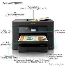 MULTIFUNZIONE EPSON WorkForce WF-7830DTWF A3 32/22PPM 2x 500FF Scan 1200x2400 FAX ADF DUPLEX LAN WiFi Direct USB C11CH68403 EPSO