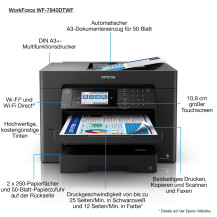 MULTIFUNZIONE EPSON WorkForce WF-7840DTWF A3+ 32/22PPM 2x 250FF Scan 1200x2400 FAX ADF DUPLEX LAN WiFi Direct USB C11CH67402 EPS
