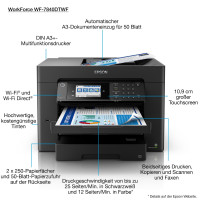 MULTIFUNZIONE EPSON WorkForce WF-7840DTWF A3+ 32/22PPM 2x 250FF Scan 1200x2400 FAX ADF DUPLEX LAN WiFi Direct USB C11CH67402 EPS