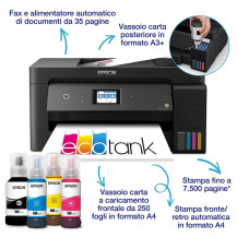 MULTIFUNZIONE EPSON EcoTank ET-15000 A3+ 38/24PPM 270FF FAX ADF DUPLEX LAN WIFI WIFI DIRECT DISPLAY 6.8CM C11CH96401 EPSON