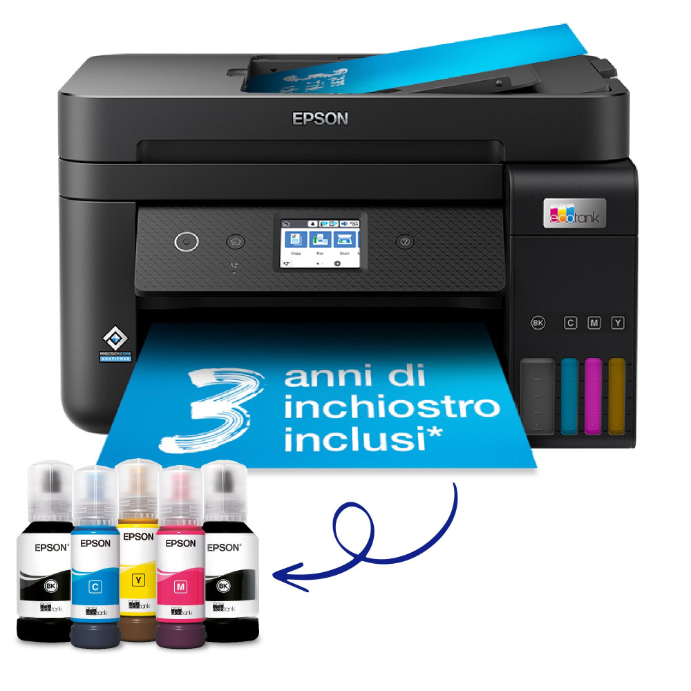 MULTIFUNZIONE EPSON EcoTank ET-4800 A4 33/15PPM 100FF FAX ADF LAN WiFi USB Epson Connect Display LCD C11CJ65402 EPSON