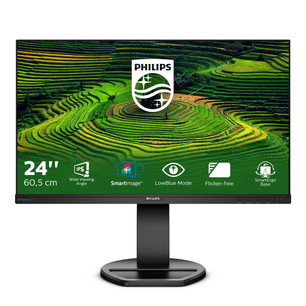 MONITOR PHILIPS LED 23.8"Wide 241B8QJEB/00 IPS 1920x1080 250cd/mq 1000:1 (50.000.000:1) 2x2W MM PIVOT VGA DVI HDMI DP 241B8QJEB/