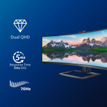 MONITOR PHILIPS LED 49"Wide CURVED 499P9H/00 5120x1440 5ms 80.000.000:1 2x5W MM WEBCAM Reg.inH 2HDMI DP USB-C GAMING 499P9H/00 P