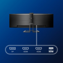 MONITOR PHILIPS LED 49"Wide CURVED 499P9H/00 5120x1440 5ms 80.000.000:1 2x5W MM WEBCAM Reg.inH 2HDMI DP USB-C GAMING 499P9H/00 P