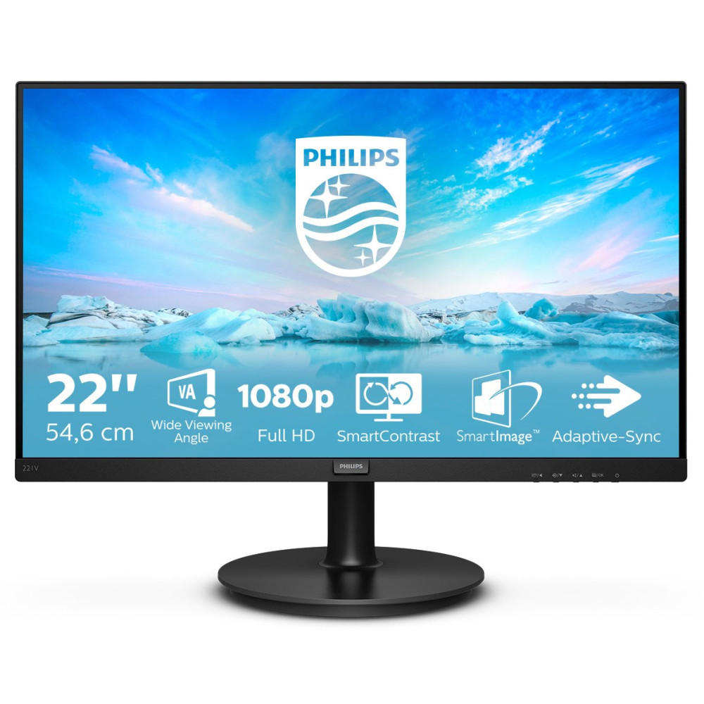 MONITOR PHILIPS LED 21.5" Wide 221V8/00 VA 1920x1080 4ms 250cd/mq 3000:1 (Mega Infinity DCR) VGA HDMI 221V8/00 PHILIPS