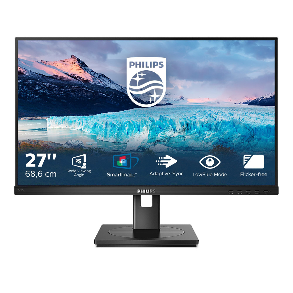 MONITOR PHILIPS LED 27"Wide 272S1AE/00 IPS 1920x1080 4ms 250cd/mq 1.000:1 2x2W MM Pivot RegH VGA DVI HDMI DP 272S1AE/00 PHILIPS