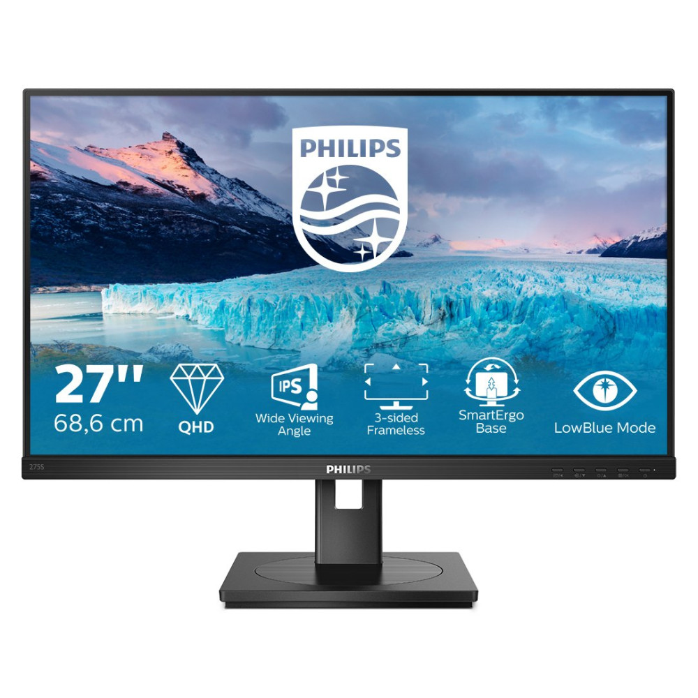 MONITOR PHILIPS LED 27"Wide 275S1AE/00 IPS 2560x1440 4ms 300cd/mq 1.000:1 2x2W MM VGA HDMI DP 275S1AE/00 PHILIPS
