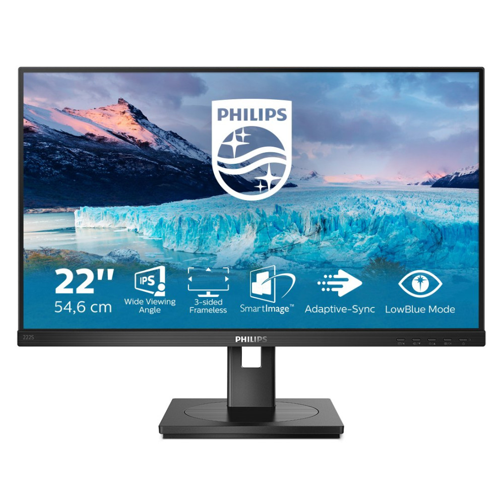 MONITOR PHILIPS LED 21.5" Wide 222S1AE/00 IPS 0.248 1920x1080 Full HD 4ms 250cd/m² 1000:1 2x2W MM PIVOT RegH VGA DP HDMI DP 222S