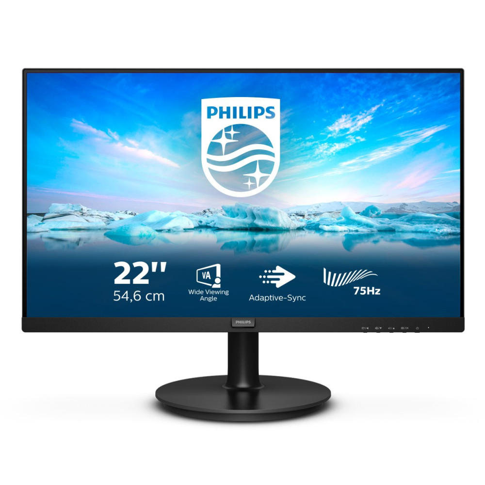 MONITOR PHILIPS LED 21.5" Wide 222V8LA/00 VA 1920x1080 4ms 250cd/mq 4000:1 (Mega Infinity DCR) 2x2W MM VGA HDMI DP 222V8LA/00 PH