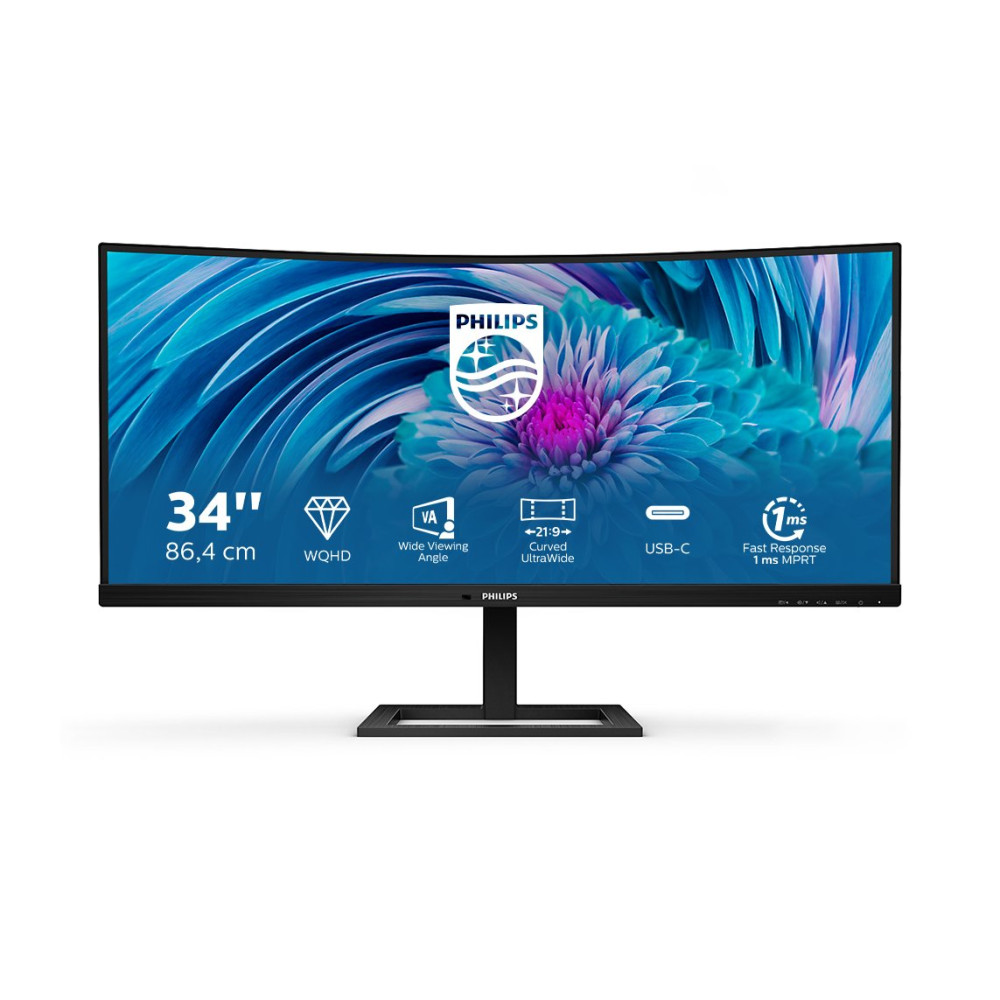 MONITOR PHILIPS LED 34" CURVED 346E2CUAE/00 VA 3440x1440 4ms 300cd/m² 3000:1 2x5W MM RegH HDMI DP USB-C docking GAMING 346E2CUAE