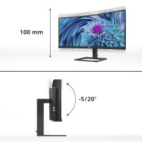 MONITOR PHILIPS LED 34" CURVED 346E2CUAE/00 VA 3440x1440 4ms 300cd/m² 3000:1 2x5W MM RegH HDMI DP USB-C docking GAMING 346E2CUAE