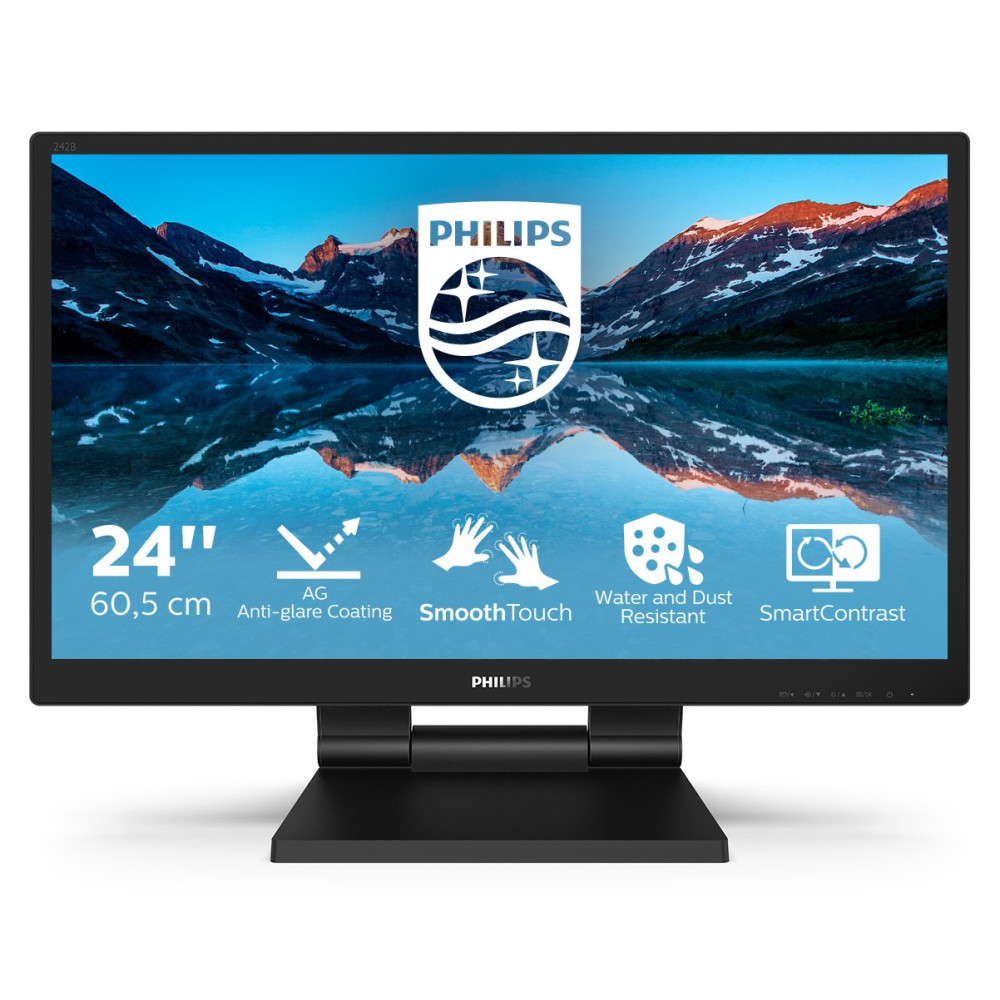 MONITOR PHILIPS TOUCH LED 23.8" Wide 242B9TL/00 IPS 1920x1080 5ms 250cd/mq 1000:1(50.000.000:1)2x2WMM ReginH VGA DVI HDMI DP USB