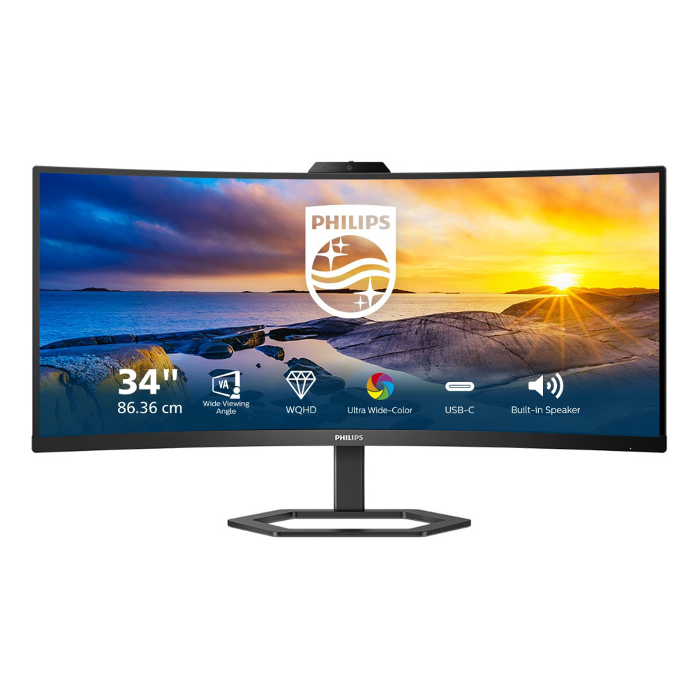 MONITOR PHILIPS LED 34" 21:9 CURVED 34E1C5600HE/00 3440x1440 1ms 300cd/m² 50.000.000:1 2x5W MM Webcam RegH HDMI DP USB-C docking