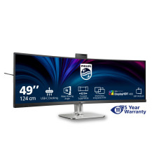 MONITOR PHILIPS 48,8" 32:9 CURVED 49B2U5900CH VA 5120x1440 4ms 450cd/m² 2x3W MM WEBCAM Reg.H 2HDMI DP RJ45 USB-C docking 49B2U59