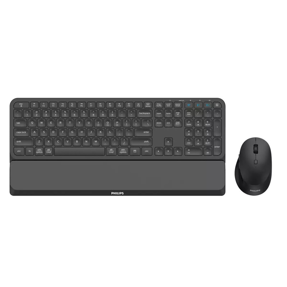 KIT PHILIPS SPT6607B/34 TASTIERA + MOUSE WIRELESS Poggiapolsi staccabile Nero SPT6607B/34 PHILIPS