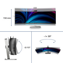 MONITOR PHILIPS 48,8" 32:9 CURVED 49B2U6900CH/00 VA 5120x1440 4ms 450cd/m² 2x5W MM WEBCAM Reg.H 2HDMI DP RJ45 USB-C docking 49B2