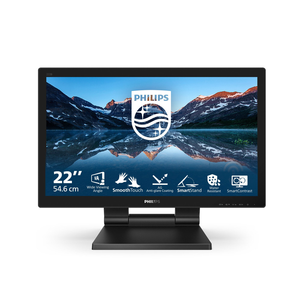 MONITOR PHILIPS TOUCH LED 21.5" Wide 222B9TA/00 VA 1920x1080 2ms 250cd/mq 3000:1(50.000.000:1)2x2 MM Reg.H VGA DVI HDMI DP USB 2