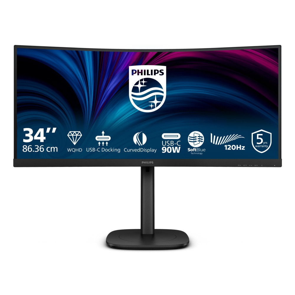 MONITOR PHILIPS LED 34" CURVED 34B2U3600C/00 VA 3440x1440 120Hz 4ms 300cd/m² 3000:1 2x5W MM Reg.H HDMI DP USB-C docking GAMING 3