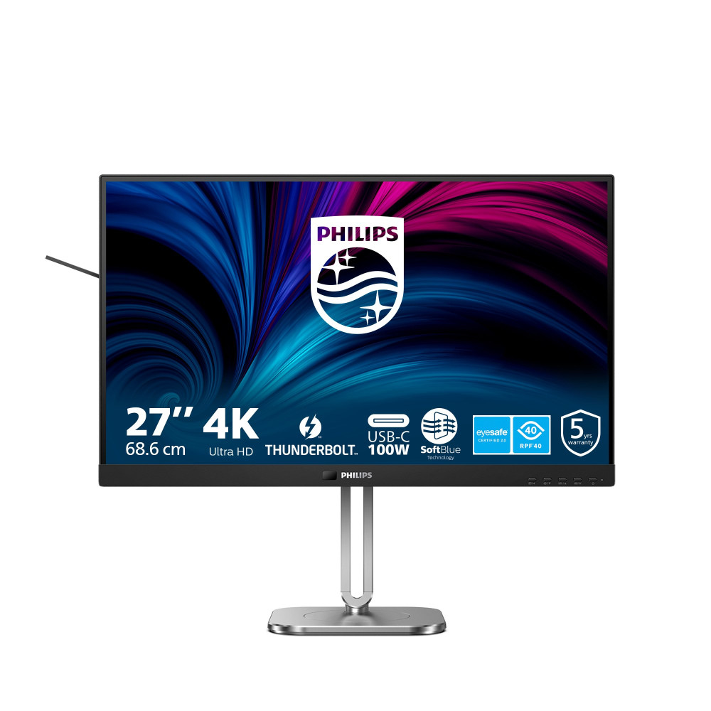 MONITOR PHILIPS LED 27"Wide 27B2U6903/00 IPS 3840x2160 4ms 350cd/mq 1.000:1 2x3W MM Reg.H PIVOT 2HDMI DP USB-C Docking 27B2U6903