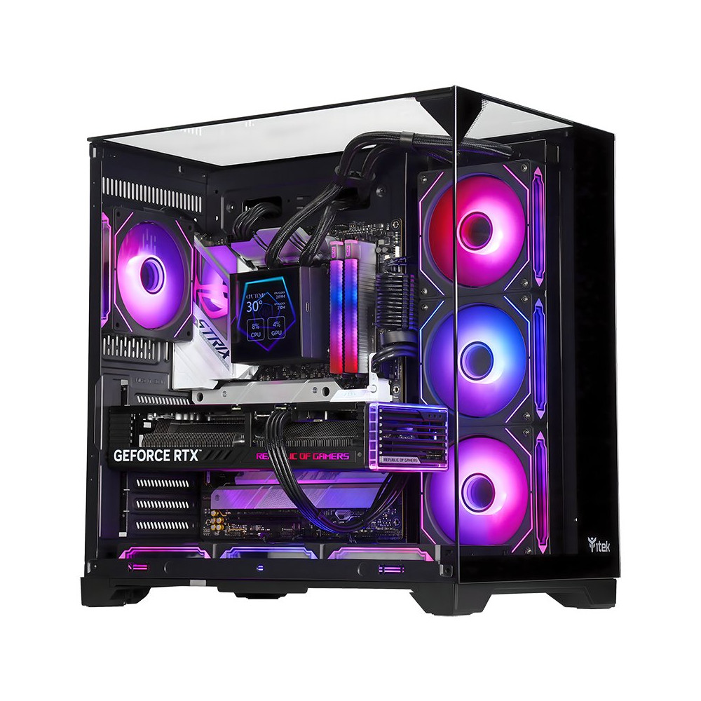 CASE ITEK TOWER "DARK CAVE PANO" GAMING  2*USB3,1*USB-C 4*12cm fan ARGB, Temp Glass Top,  Side & Front Panel, -  ITGCADCPAB ITGC