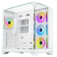 CASE ITEK TOWER "DARK CAVE PANO" GAMING  2*USB3,USB-C, 4*12cm fan ARGB, Temp Glass Top,  Side & Front Panel, WHITE -  ITGCADCPAW