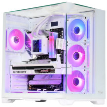 CASE ITEK TOWER "DARK CAVE PANO" GAMING  2*USB3,USB-C, 4*12cm fan ARGB, Temp Glass Top,  Side & Front Panel, WHITE -  ITGCADCPAW
