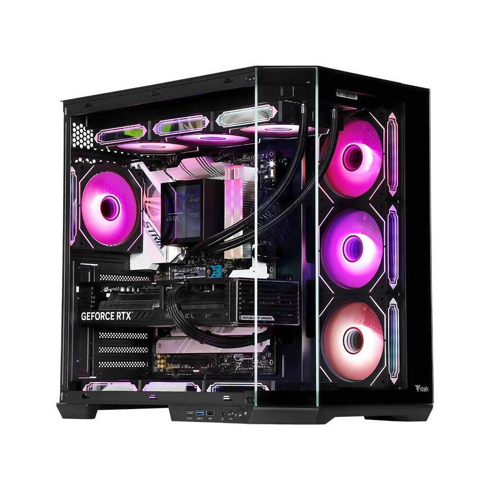 CASE ITEK TOWER "DARK CAVE AKU" GAMING  2*USB3,USB-C, 4*12cm fan ARGB, Temp Glass Side & Front Panel, ITGCADCAKB ITGCADCAKB ITEK