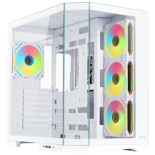 CASE ITEK TOWER "DARK CAVE AKU" GAMING  2*USB3,USB-C, 4*12cm fan ARGB, Temp Glass Side & Front Panel, WHITE - ITGCADCAKW ITGCADC