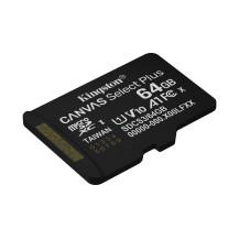 SD-MICRO KINGSTON  64GB Canvas Select Plus Classe 10, UHS-I, U1/U3, video 10/30, A1, READ 100MB/s + ADATTATORE  - SDCS3/64GB SDC