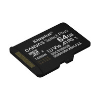 SD-MICRO KINGSTON  64GB Canvas Select Plus Classe 10, UHS-I, U1/U3, video 10/30, A1, READ 100MB/s + ADATTATORE  - SDCS3/64GB SDC
