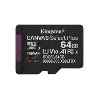 SD-MICRO KINGSTON  64GB Canvas Select Plus Classe 10, UHS-I, U1/U3, video 10/30, A1, READ 100MB/s + ADATTATORE  - SDCS3/64GB SDC