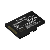 SD-MICRO KINGSTON  512GB Canvas Select Plus Classe 10, UHS-I, U3, video 30, A1, READ 150MB/s + ADATTATORE  - SDCS3/512GB SDCS3/5
